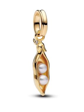 Gold Peapod Pearl Charm Pendant - Women Jewelry